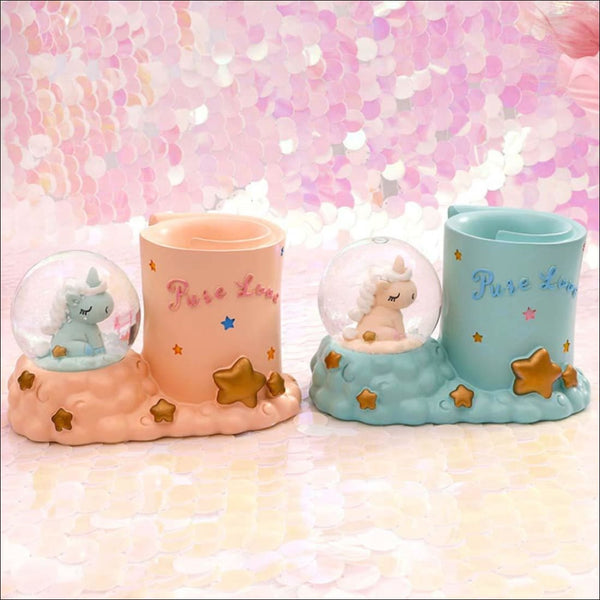 Snowball led unicorn pen stand - Uncommongifts.in